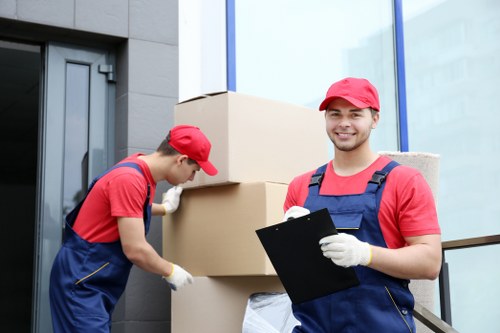 Commercial moving team planning a business relocation in Merton