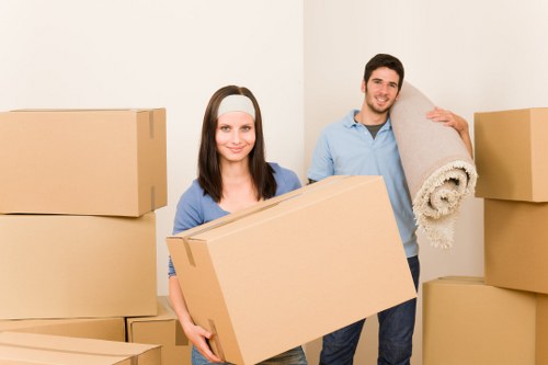 Packed boxes and furniture ready for a home move