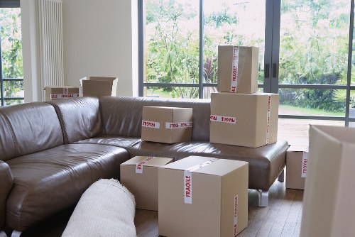 Office furniture and equipment prepared for a local commercial move