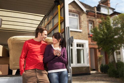 Packed boxes and household items ready for removals in Merton